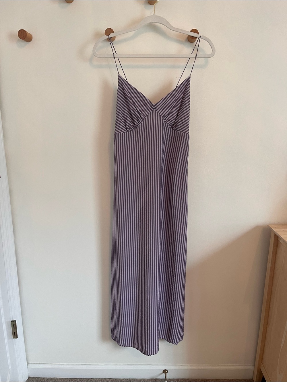 Madewell Lavender Striped Slip Midi Dress